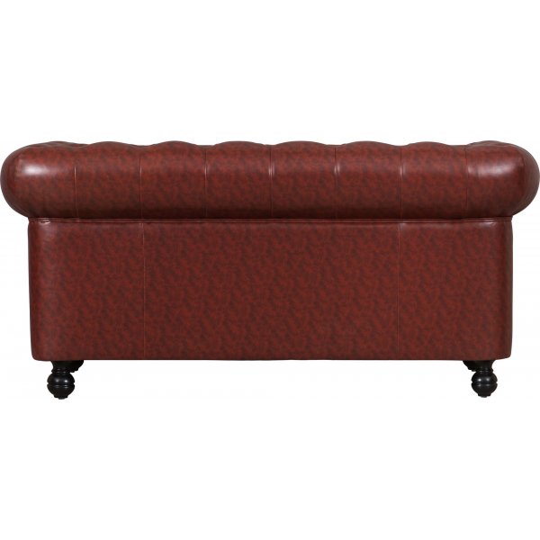 Canap Chesterfield 2 places en PU marron