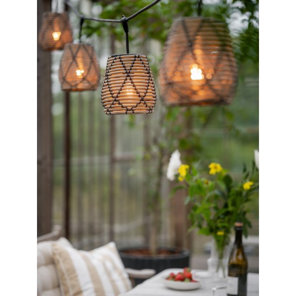 Guirlande lumineuse Flex Out pour extrieur avec abat-jour Lollo - 6,5 m - Naturel/noir