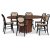 Groupe de repas Nova, table  manger extensible 130-170 cm avec 6 chaises en bois courb noir Alicia - Noyer