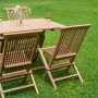 Salt utegrupp i teak; bord med 4 st stolar
