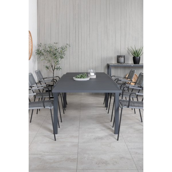 Marbella utematgrupp med 6 st Lindos stolar - Svart/Grå Marbella utematgrupp med 6 st Lindos stolar - Svart/Grå