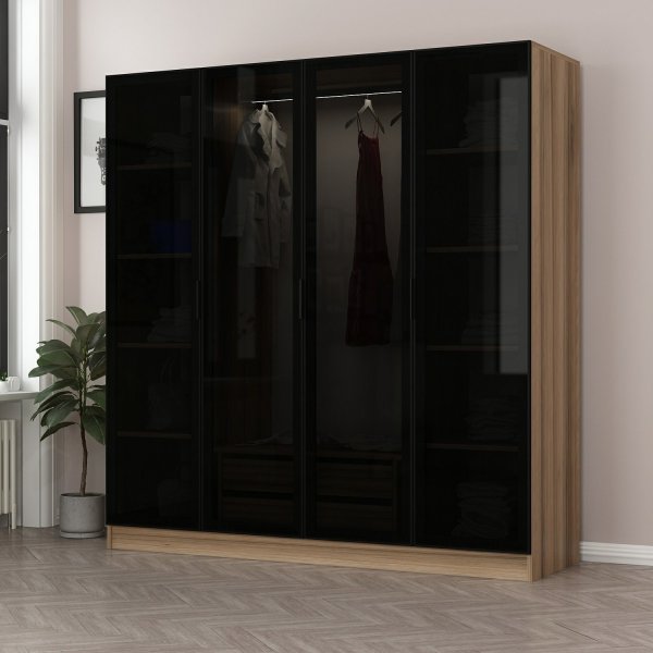 Armoire Cavolo 180x52x210 cm - Marron/fumée Armoire Cavolo 180x52x210 cm - Marron/fumée