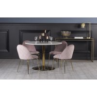 Erikslund matgrupp, marmorbord med 4 st Erikslund sammetsstolar - Rosa/Vit/Mässing Erikslund matgrupp, marmorbord med 4 st Erikslund sammetsstolar - Rosa/Vit/Mässing