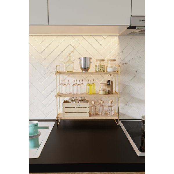 Masa vägghylla - Guld/brun Masa vägghylla - Guld/brun