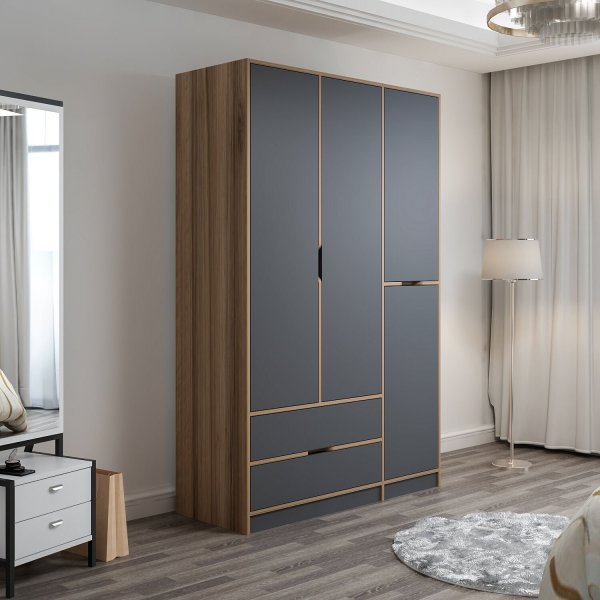 Armoire Elina 140 x 52 x 208 cm - Anthracite/marron