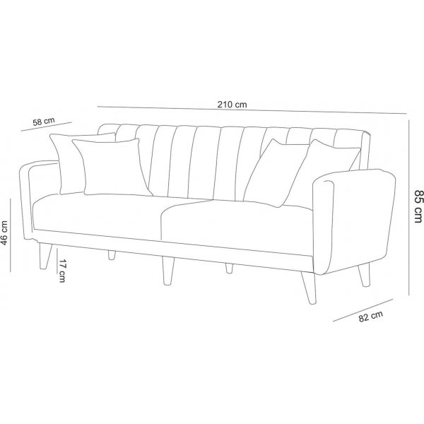 Canapé convertible 3 places Aqua - Gris foncé Canapé convertible 3 places Aqua - Gris foncé