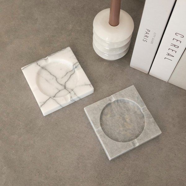 Askfat i 2 sorters marmor - 2 delar