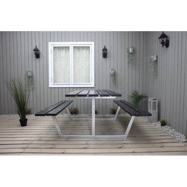 Rustieke bankenset zonder rugleuning - Zwart