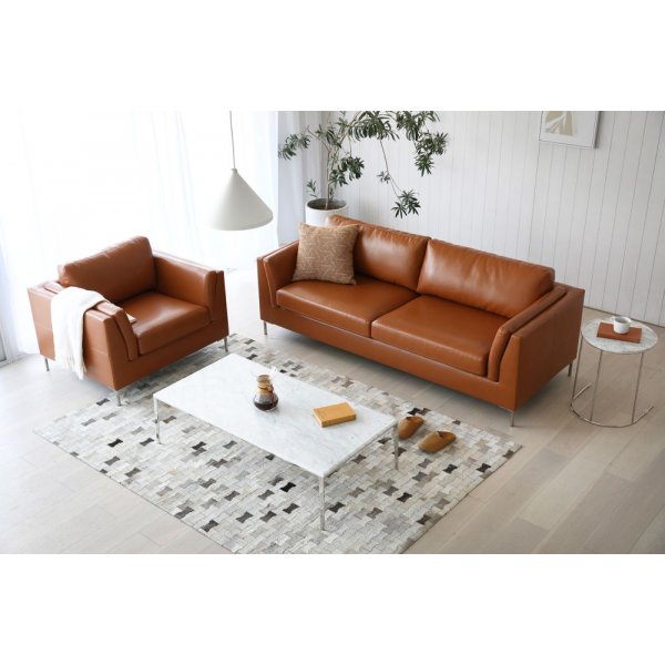 Soffa 3-sits brunt konstläder 200 cm Soffa 3-sits brunt konstläder 200 cm