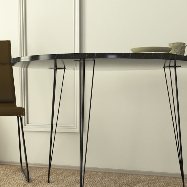 Table  manger Sandalf 90 cm - Marbre noir