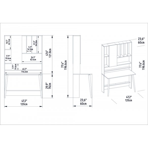 Wood skrivbord 120 x 60 cm - Vit/ek