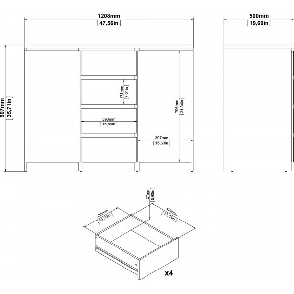 Buffet Naia - Béton/blanc Buffet Naia - Béton/blanc