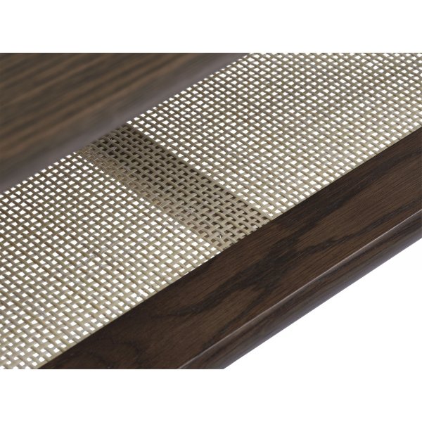 Table basse Yuma en chne fum avec tagre en rotin