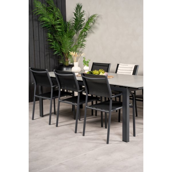 Levels utematgrupp med 6 st Santorini stolar - Svart/Grå Levels utematgrupp med 6 st Santorini stolar - Svart/Grå