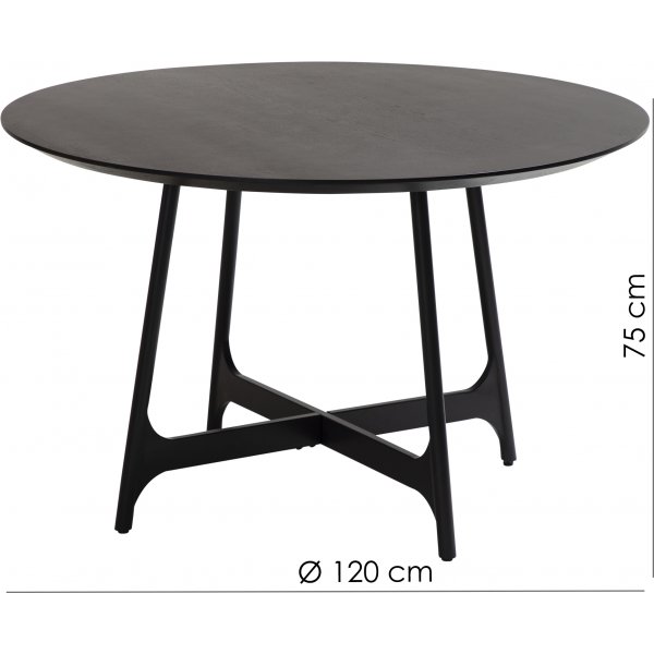 Table à manger Ooid Ø120 cm - Placage frêne teinté noir/noir Table à manger Ooid Ø120 cm - Placage frêne teinté noir/noir