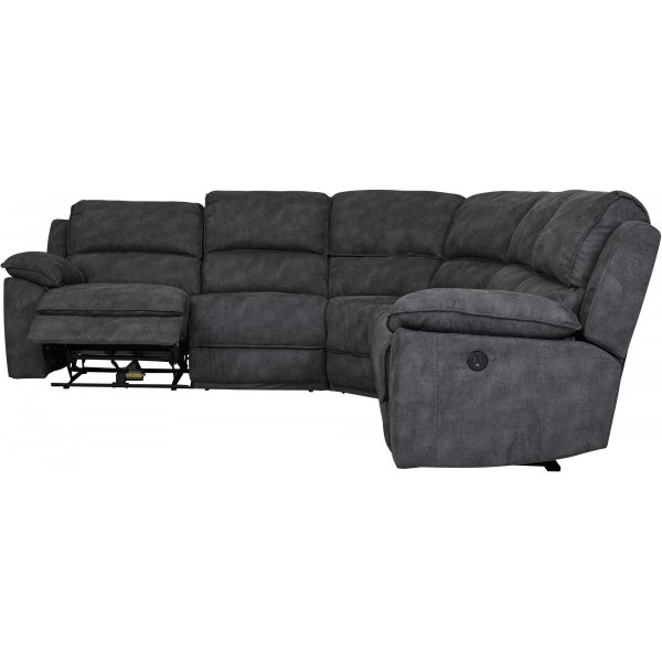 Elektrisk reclinersoffa i mörkgrå microfiber - Hörnsoffa 5-sits + Textilrengöring för möbler Elektrisk reclinersoffa i mörkgrå microfiber - Hörnsoffa 5-sits + Textilrengöring för möbler