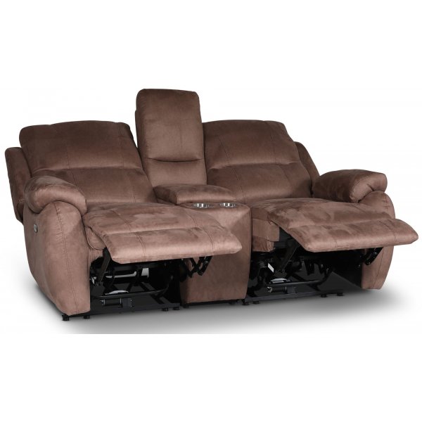 Canap Enjoy Hollywood Cinema - Fauteuil inclinable 2 places (lectrique) en tissu microfibre marron