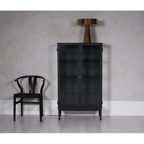 Revel vitrinskp Svart med Kristallglas