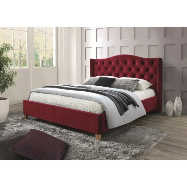Duncan bedframe 160x200 cm - Rood fluweel