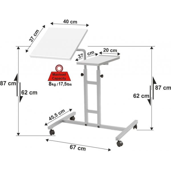 Glen laptopbord 67x45,5 cm - Vit (på hjul) Glen laptopbord 67x45,5 cm - Vit (på hjul)