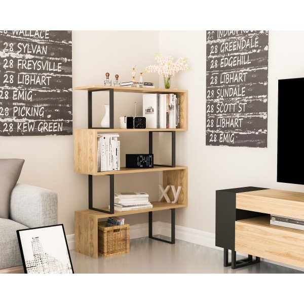 Bibliothèque Adriana - Chêne/noir Bibliothèque Adriana - Chêne/noir