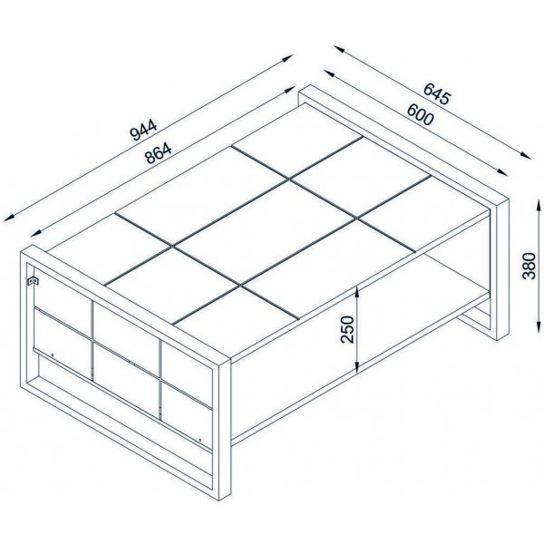 Lost soffbord 94 x 64,5 cm - Valnt/antracit