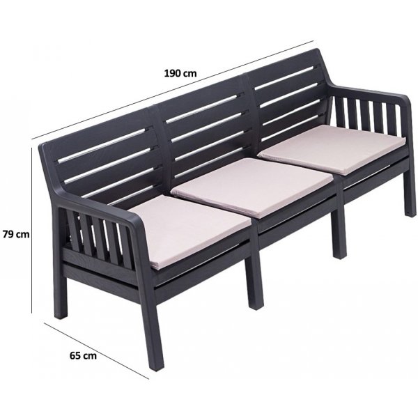 Canapé 3 places Lara - Anthracite Canapé 3 places Lara - Anthracite