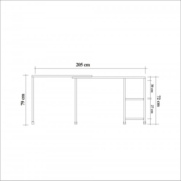 Bureau Bera 125x54,5 cm - Pin/noir