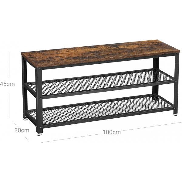 Étagère à chaussures Lasse 100 cm - Marron/noir Étagère à chaussures Lasse 100 cm - Marron/noir