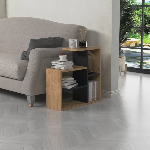 Sally sidobord 60 x 22 cm - Antracit/ek