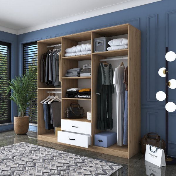 Baden kledingkast 11 - Walnoot/wit
