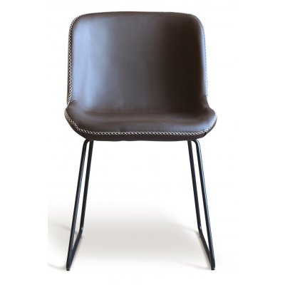 Texas stol i brun PU med ljus kontrastsm