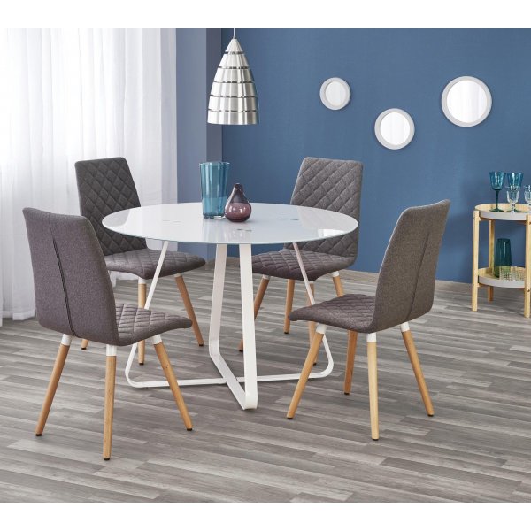 Raphael runt matbord 115 cm - Vit (Glas) / Metall Raphael runt matbord 115 cm - Vit (Glas) / Metall