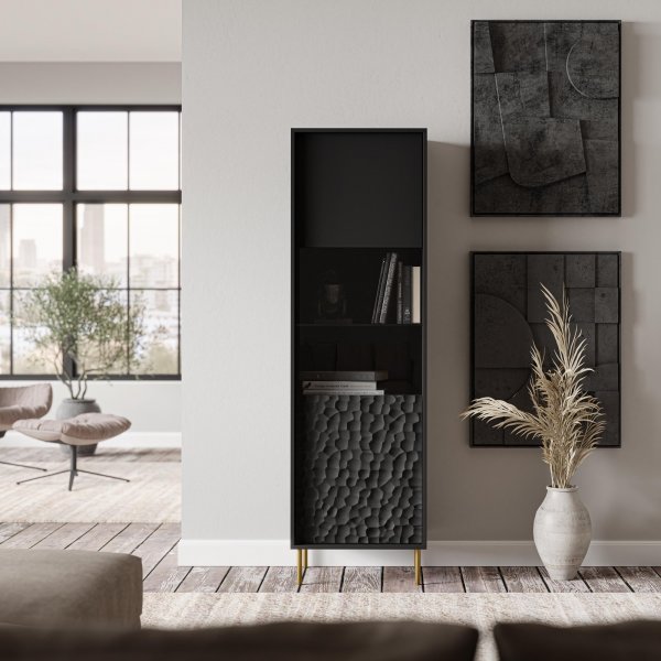 Kogelglazen kast - Zwart/goud