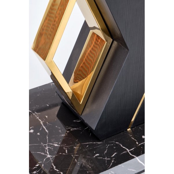 Table à manger Vincenzo 160-200 x 90 cm - Marbre blanc/noir/or Table à manger Vincenzo 160-200 x 90 cm - Marbre blanc/noir/or