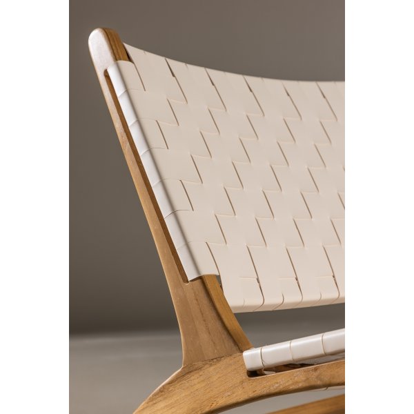 Chaise longue Rike - PU crème/teck Chaise longue Rike - PU crème/teck