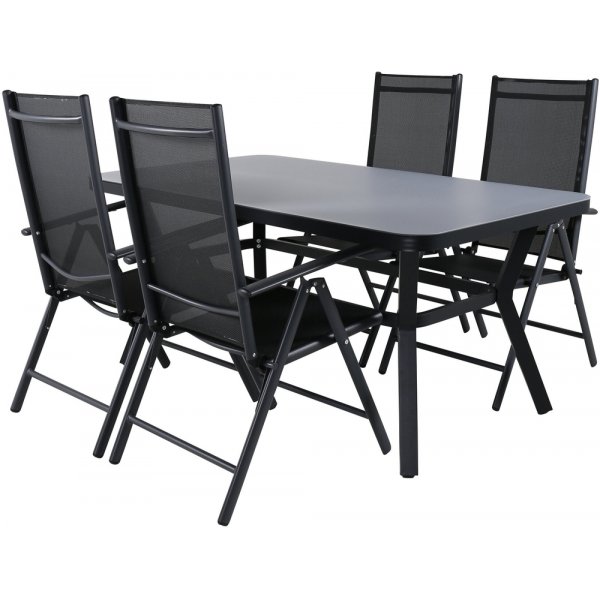 Virya utematgrupp med 4 st Break stolar - Svart/Grå Virya utematgrupp med 4 st Break stolar - Svart/Grå