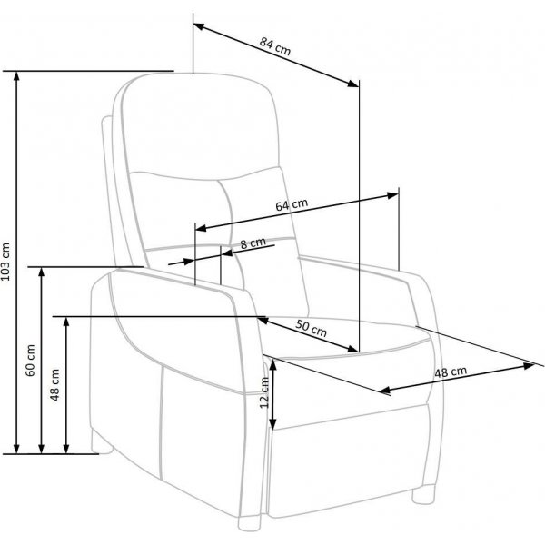 Reclinerfåtölj i grå sammet ställbar Reclinerfåtölj i grå sammet ställbar