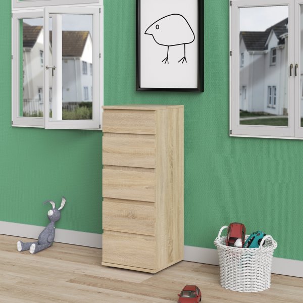 Nova smal dressoir met 5 laden - Eiken Nova smal dressoir met 5 laden - Eiken