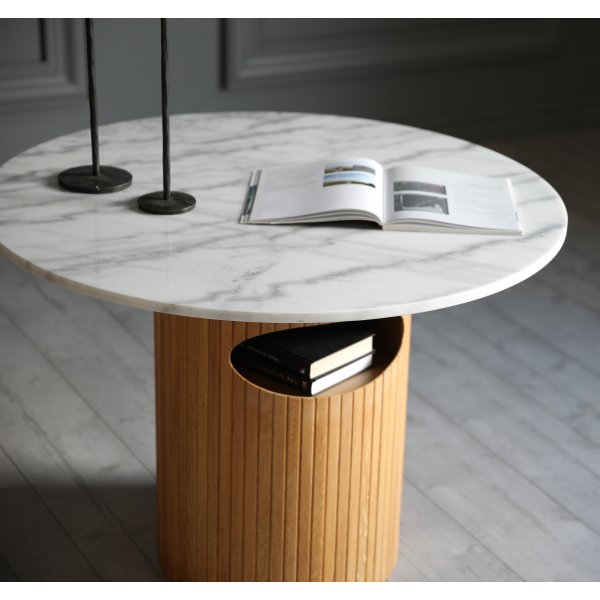 Table basse ronde Arto hauteur 60 cm - Chêne / marbre blanc Table basse ronde Arto hauteur 60 cm - Chêne / marbre blanc