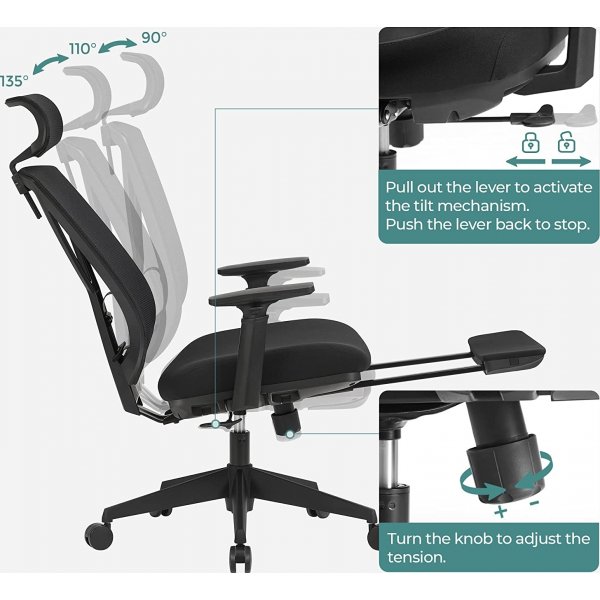 Chaise de bureau Henric - Noir