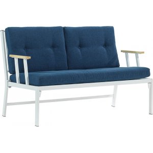 Lotus 2-sits utesoffa - Vit/blå + Möbelvårdskit för textilier Lotus 2-sits utesoffa - Vit/blå + Möbelvårdskit för textilier