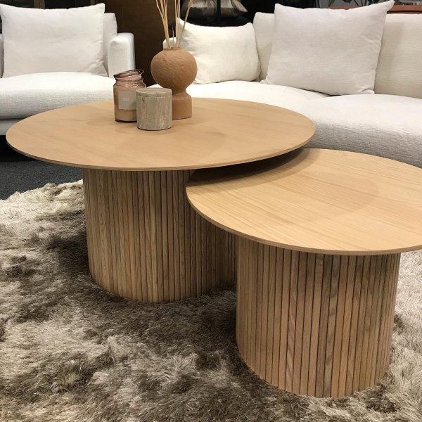 Table basse Scarlett Ø60 cm - Chêne pigmenté blanc Table basse Scarlett Ø60 cm - Chêne pigmenté blanc