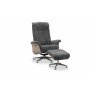 Reclinerftlj med fotpall i kta frskinn grafitgr/whitewash - Ulla + Textilskydd fr mbler