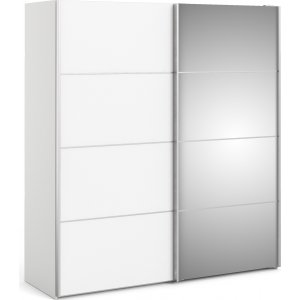 Armoire Vrone avec porte miroir - Blanc