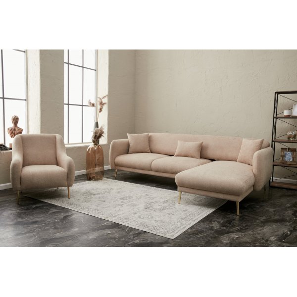 Canapé divan Simena droite - Beige/or Canapé divan Simena droite - Beige/or