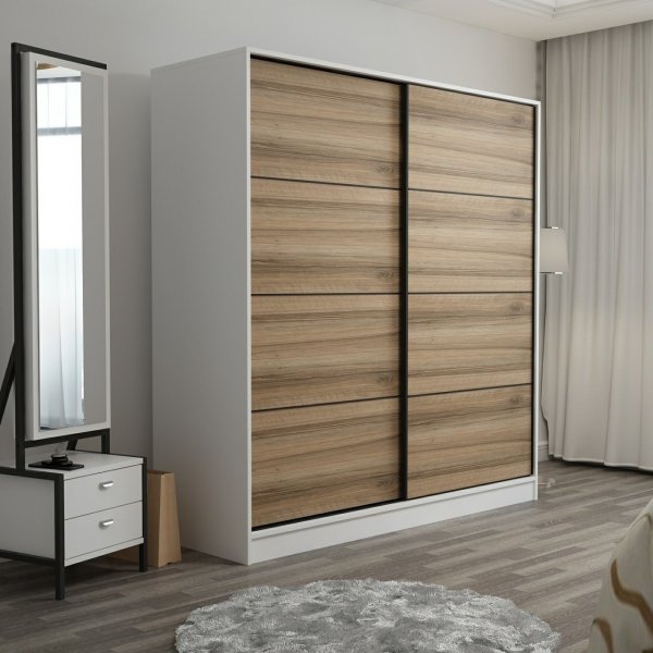 Kapusta garderob 180 cm - Vit/brun Kapusta garderob 180 cm - Vit/brun