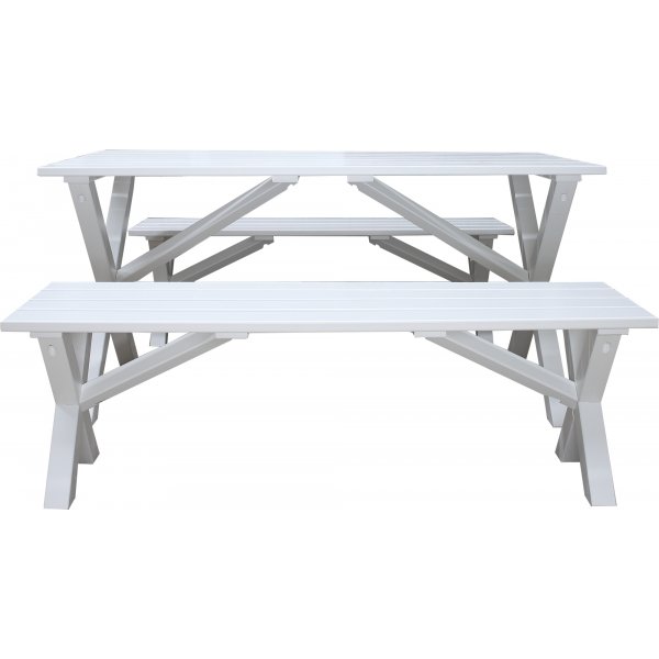 Table de groupe d'extrieur Scottsdale 150 cm avec 2 bancs - Blanc
