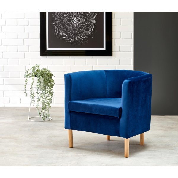 Fauteuil Seal - Velours bleu