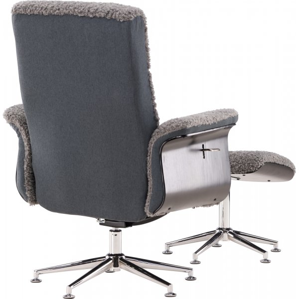 Relaxfauteuil met voetenbank - Grijs - Hagn + Vlekverwijderaar voor meubels